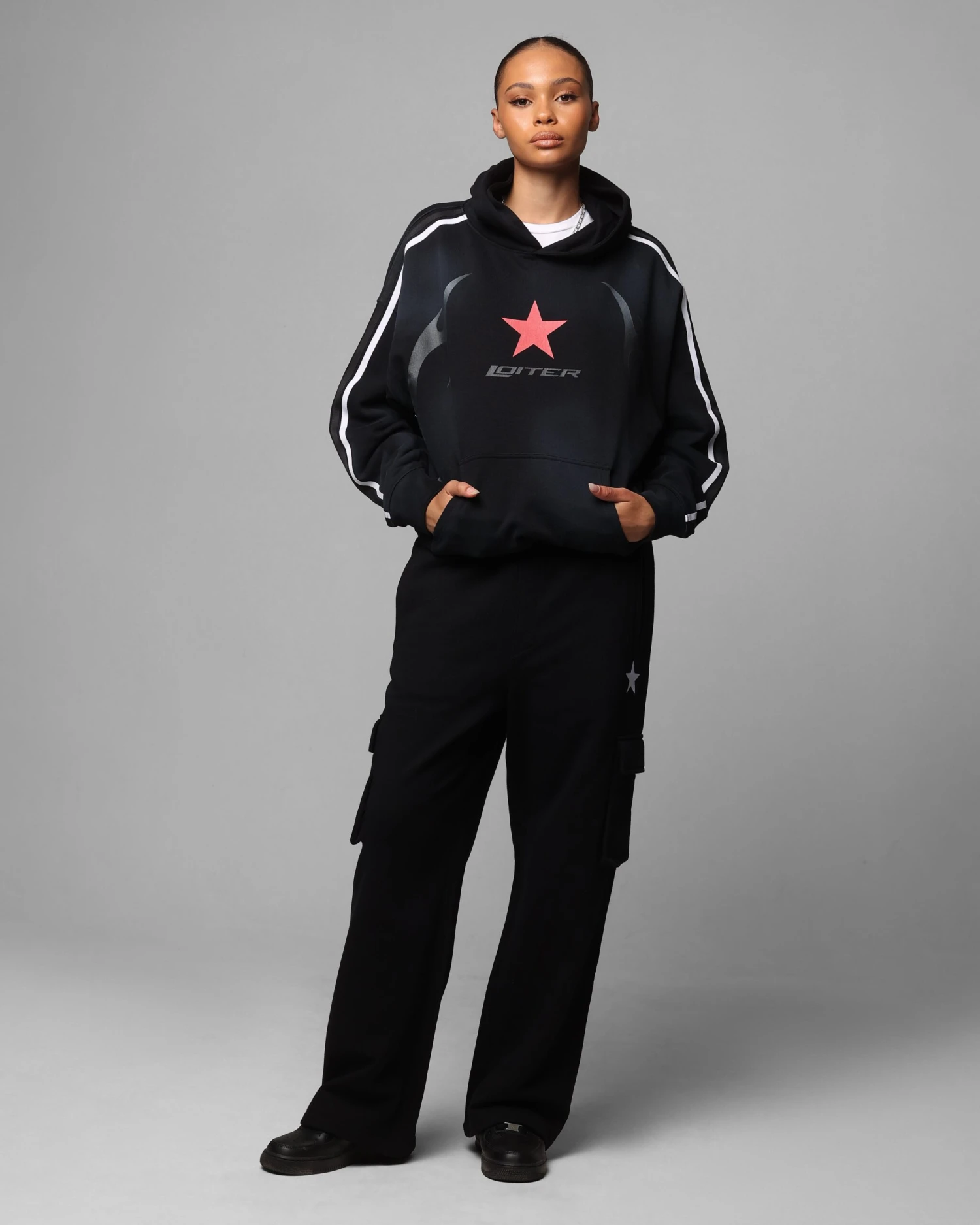 Loiter Trackstar Hoodie Washed Black 5 Loiter Trackstar Hoodie Washed Black - Image 3