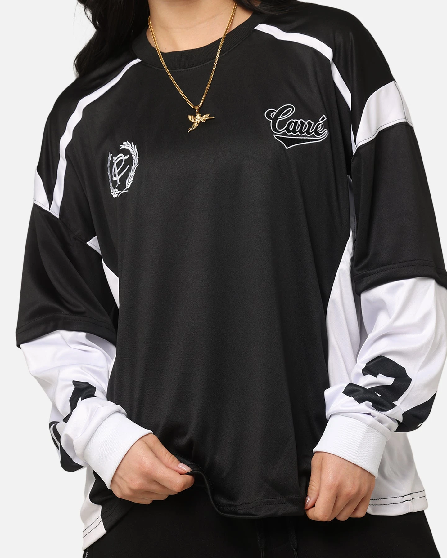 Carre Football Layered Long Sleeve T-Shirt Black/White 8 Carre Football Layered Long Sleeve T-Shirt Black/White - Image 6