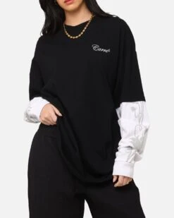 Carre Rosebowl Layered Long Sleeve T-Shirt Black/White -Culture Kings Shop 02051621 YB012 womens 00060