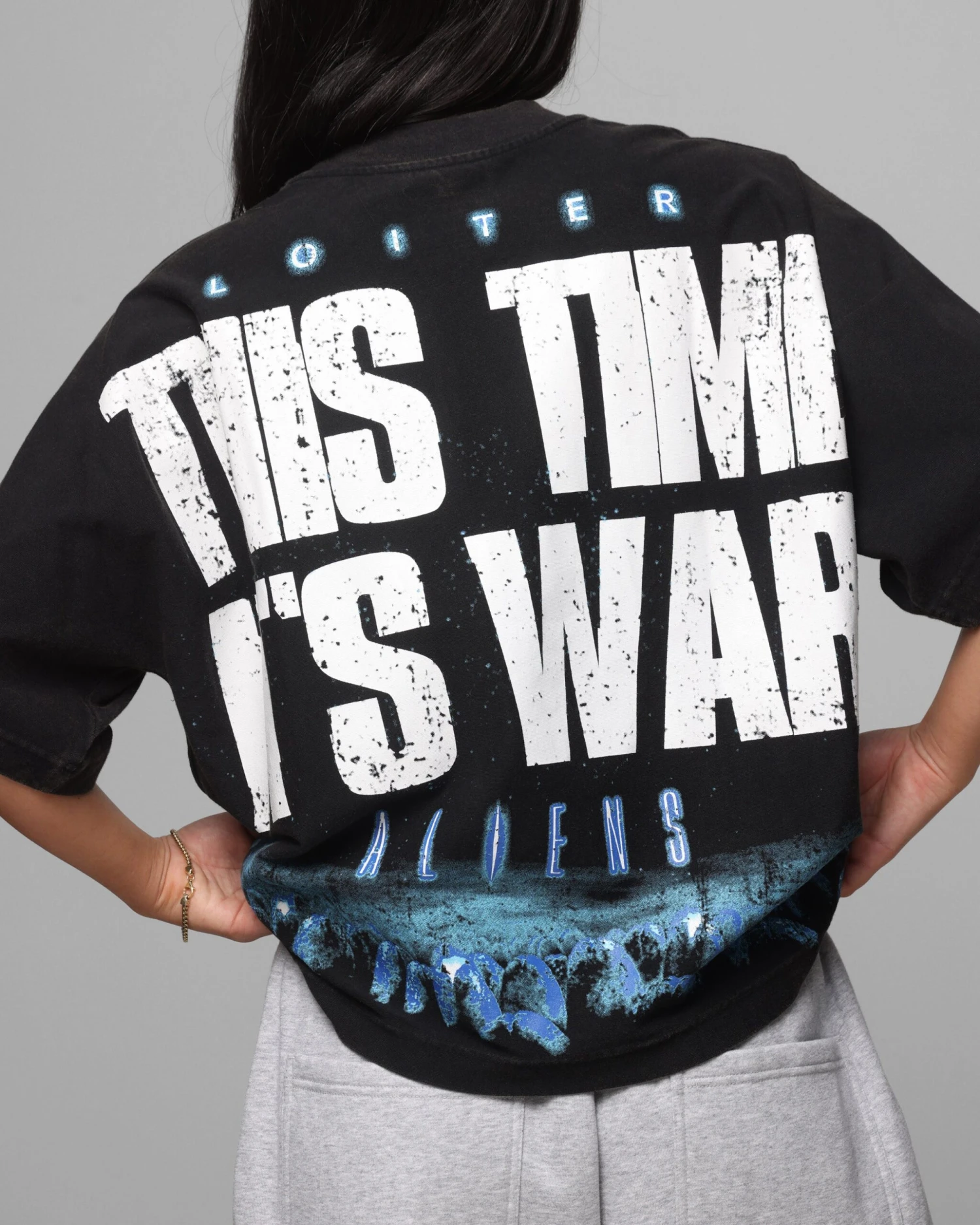 Loiter Alien It's War Boxy T-Shirt Washed Black 10 Loiter Alien It's War Boxy T-Shirt Washed Black - Image 8