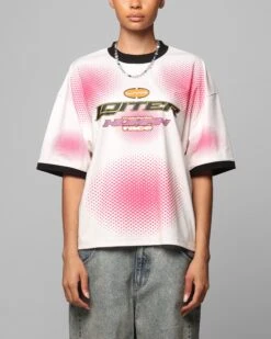 Loiter Motorway Sport T-Shirt Off White/Pink