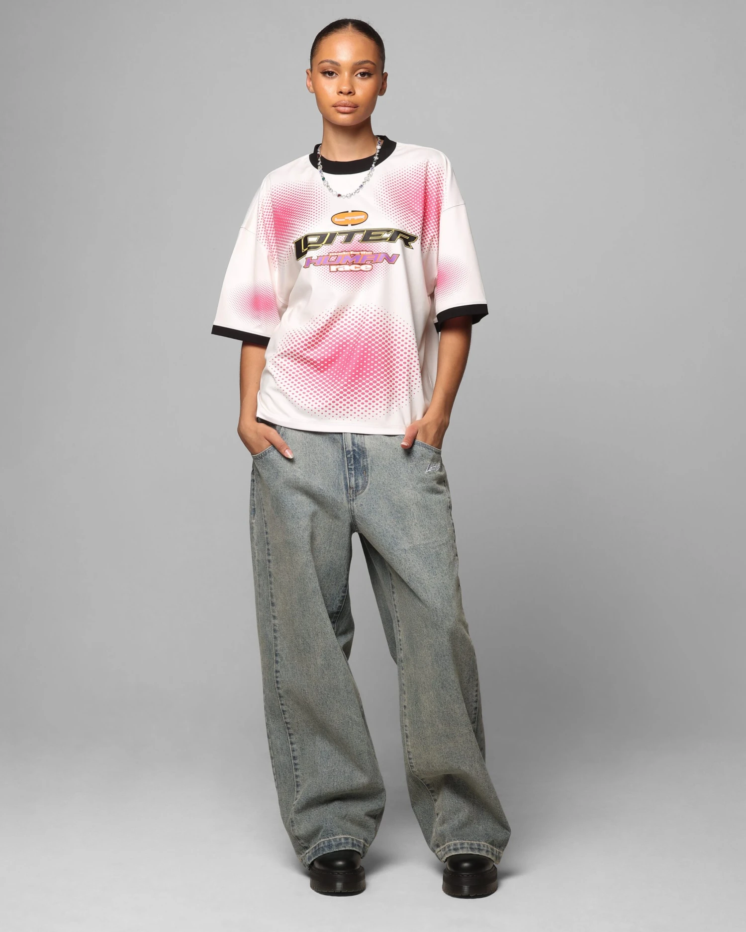 Loiter Motorway Sport T-Shirt Off White/Pink 5 Loiter Motorway Sport T-Shirt Off White/Pink - Image 3