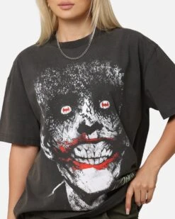American Thrift X DC Batman The Joker Smile Heavy T-Shirt Black Wash -Culture Kings Shop 02051869 YB295 womens 00070