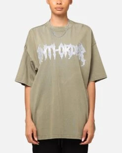The Anti Order New Dawn Mock Neck T-Shirt Vintage Khaki