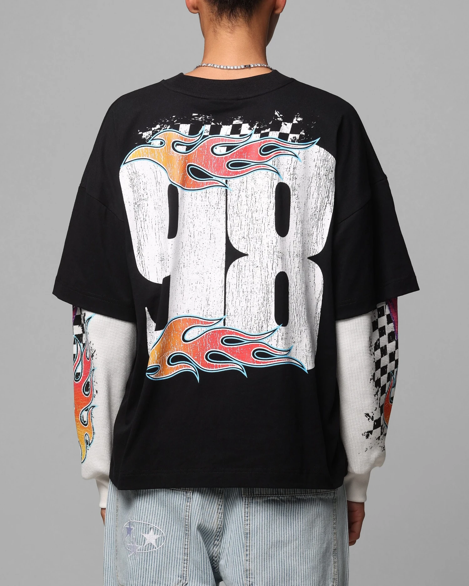 Loiter Daytona Layered Long Sleeve T-Shirt Black/White 4 Loiter Daytona Layered Long Sleeve T-Shirt Black/White - Image 2