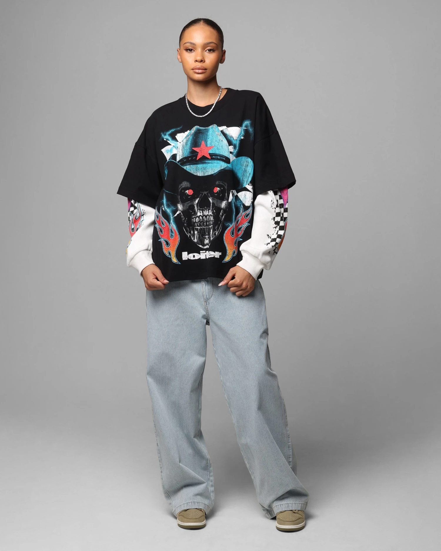 Loiter Daytona Layered Long Sleeve T-Shirt Black/White 5 Loiter Daytona Layered Long Sleeve T-Shirt Black/White - Image 3