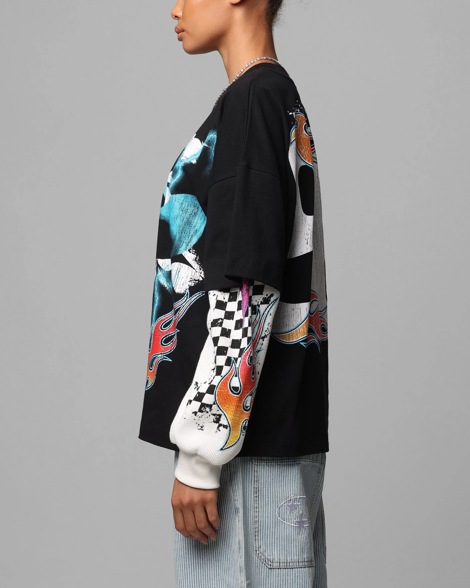 Loiter Daytona Layered Long Sleeve T-Shirt Black/White 8 Loiter Daytona Layered Long Sleeve T-Shirt Black/White - Image 6