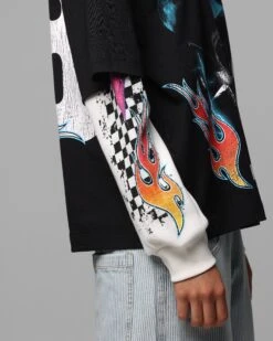 Loiter Daytona Layered Long Sleeve T-Shirt Black/White 17 Loiter Daytona Layered Long Sleeve T-Shirt Black/White -Culture Kings Shop 02052076 YB012 womens 00080