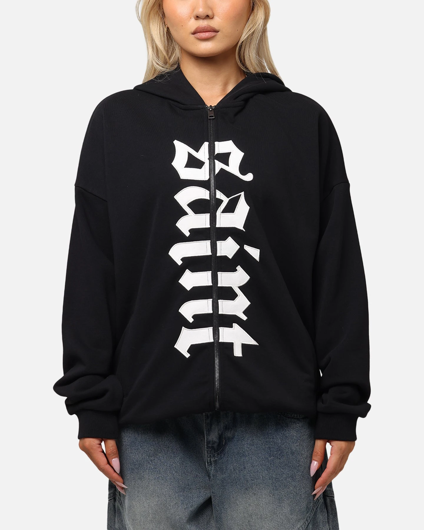 Saint Morta Gothic Distressed Zip Hoodie Black 3 Saint Morta Gothic Distressed Zip Hoodie Black