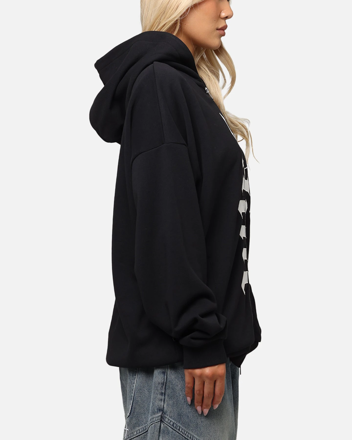 Saint Morta Gothic Distressed Zip Hoodie Black 6 Saint Morta Gothic Distressed Zip Hoodie Black - Image 4