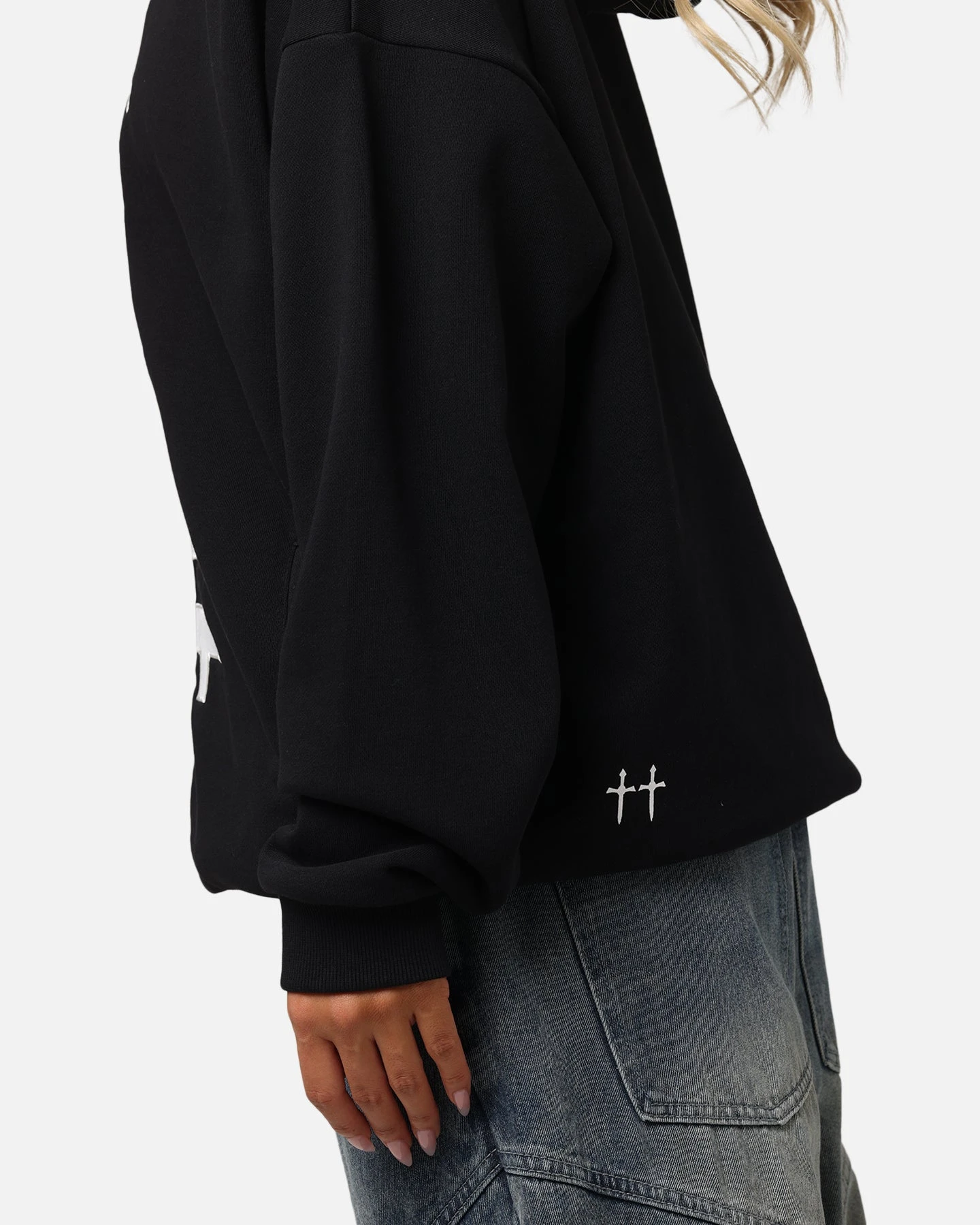 Saint Morta Gothic Distressed Zip Hoodie Black 9 Saint Morta Gothic Distressed Zip Hoodie Black - Image 7