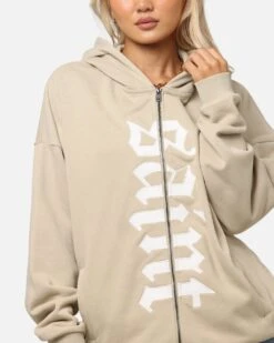 Saint Morta Gothic Distressed Zip Hoodie Stone -Culture Kings Shop 02052229 YS400 womens 00060