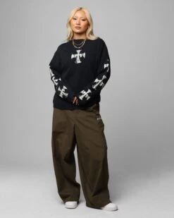 Loiter Cross Long Sleeve T-Shirt Black Acidwash 14 Loiter Cross Long Sleeve T-Shirt Black Acidwash -Culture Kings Shop 02052245 YB017 womens 0000040