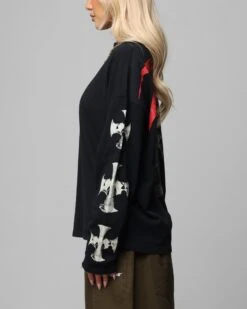 Loiter Cross Long Sleeve T-Shirt Black Acidwash 16 Loiter Cross Long Sleeve T-Shirt Black Acidwash -Culture Kings Shop 02052245 YB017 womens 0000060