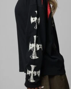 Loiter Cross Long Sleeve T-Shirt Black Acidwash 17 Loiter Cross Long Sleeve T-Shirt Black Acidwash -Culture Kings Shop 02052245 YB017 womens 0000070