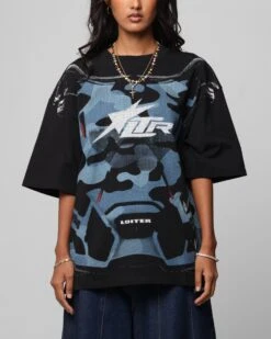 Loiter Motocross Vintage T-Shirt Black/Navy Blue