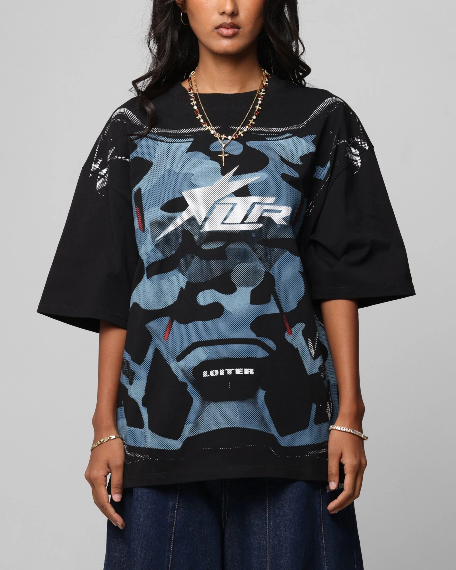 Loiter Motocross Vintage T-Shirt Black/Navy Blue 3 Loiter Motocross Vintage T-Shirt Black/Navy Blue