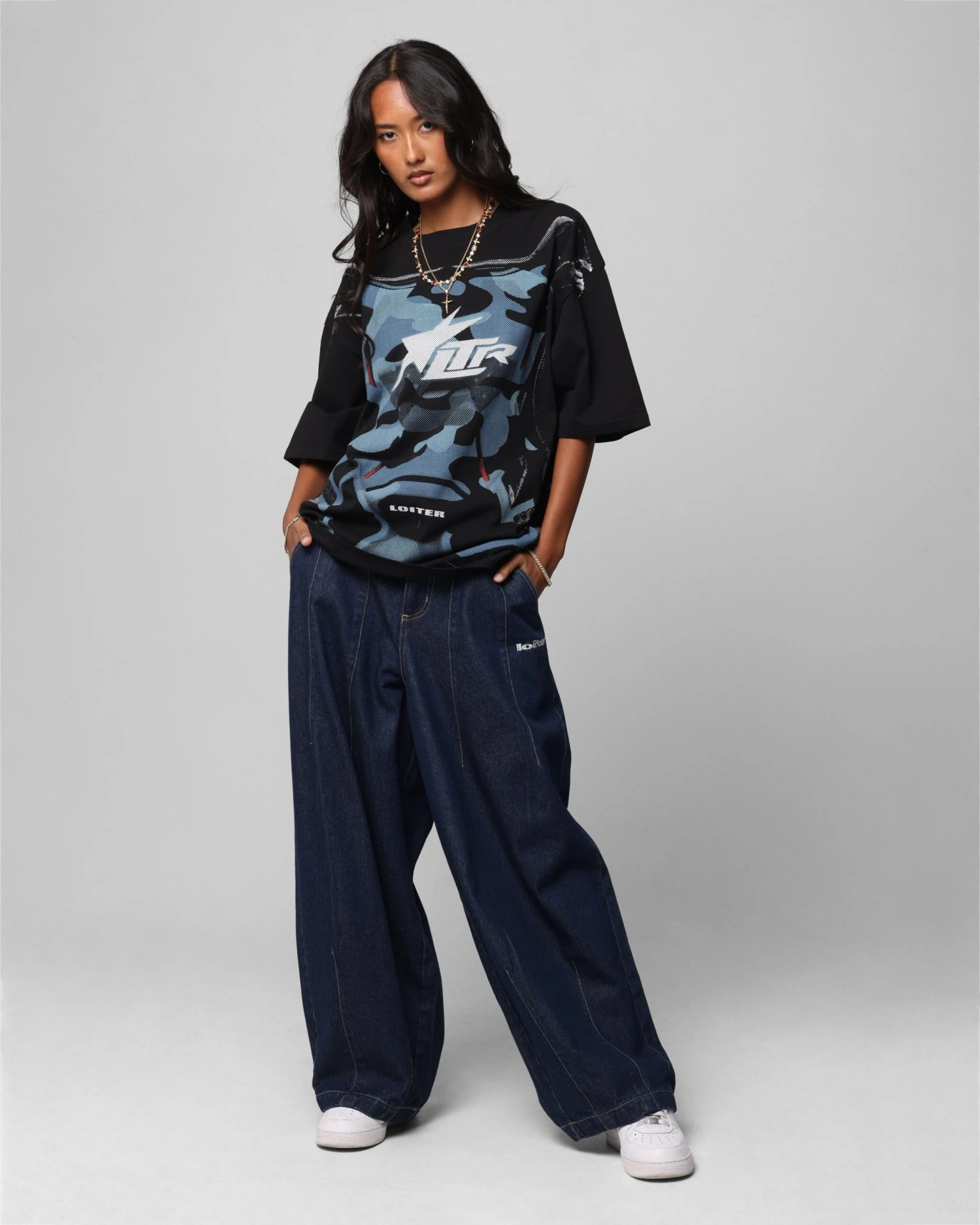 Loiter Motocross Vintage T-Shirt Black/Navy Blue 5 Loiter Motocross Vintage T-Shirt Black/Navy Blue - Image 3