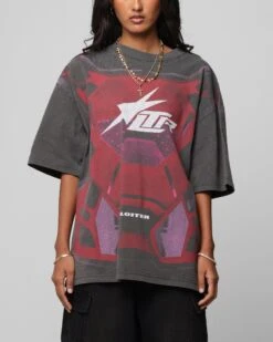 Loiter Motocross Vintage T-Shirt Charcoal/Red