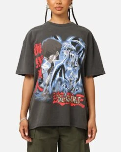 Goat Crew X Yu-Gi-Oh! Kaiba Blue Eyes Heavyweight T-Shirt Black Wash