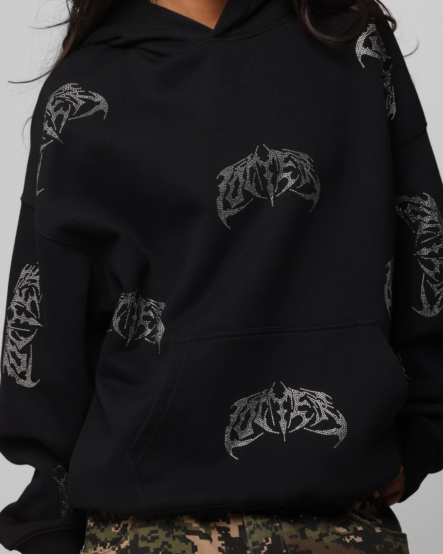 Loiter Metal Rhinestone Hoodie Black 9 Loiter Metal Rhinestone Hoodie Black - Image 7