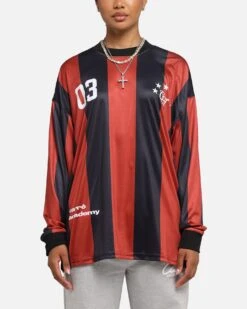 Carre Academy Oversized Long Sleeve T-Shirt Red/Black