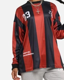 Carre Academy Oversized Long Sleeve T-Shirt Red/Black -Culture Kings Shop 02052904 YR010 womens 0060