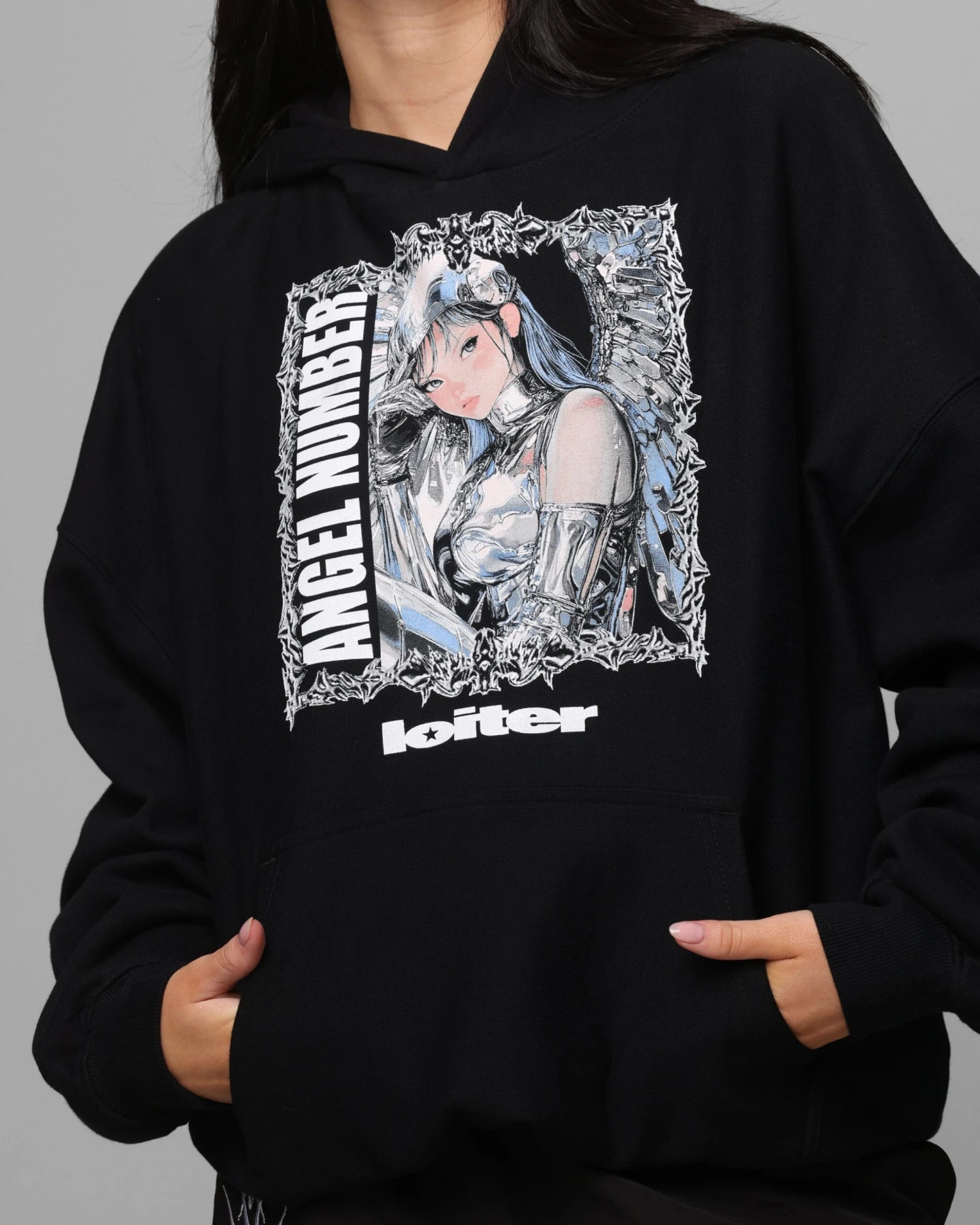 Loiter Angel Number Hoodie Black 9 Loiter Angel Number Hoodie Black - Image 7