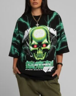 Loiter Greaser Vintage T-Shirt Black/Green 16 Loiter Greaser Vintage T-Shirt Black/Green -Culture Kings Shop 02052982 YB020 womens 0070