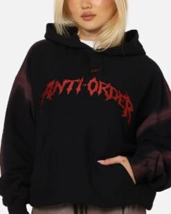 The Anti Order Mosh Boxy Hoodie Sunfade Black/Red -Culture Kings Shop 02053179 YS950 womens 0070