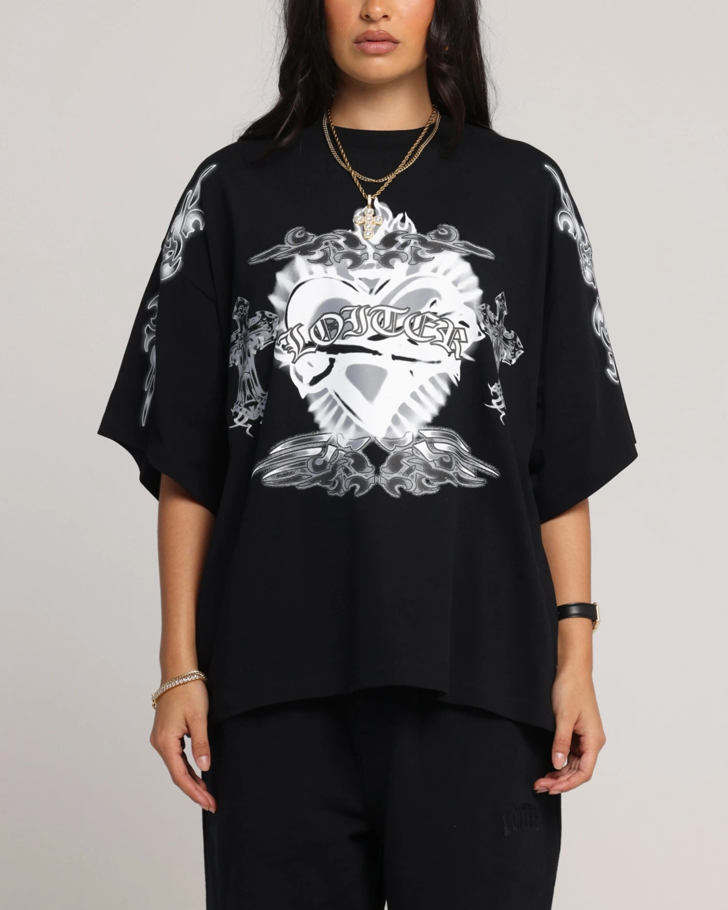 Loiter Hearts T-Shirt Black 3 Loiter Hearts T-Shirt Black