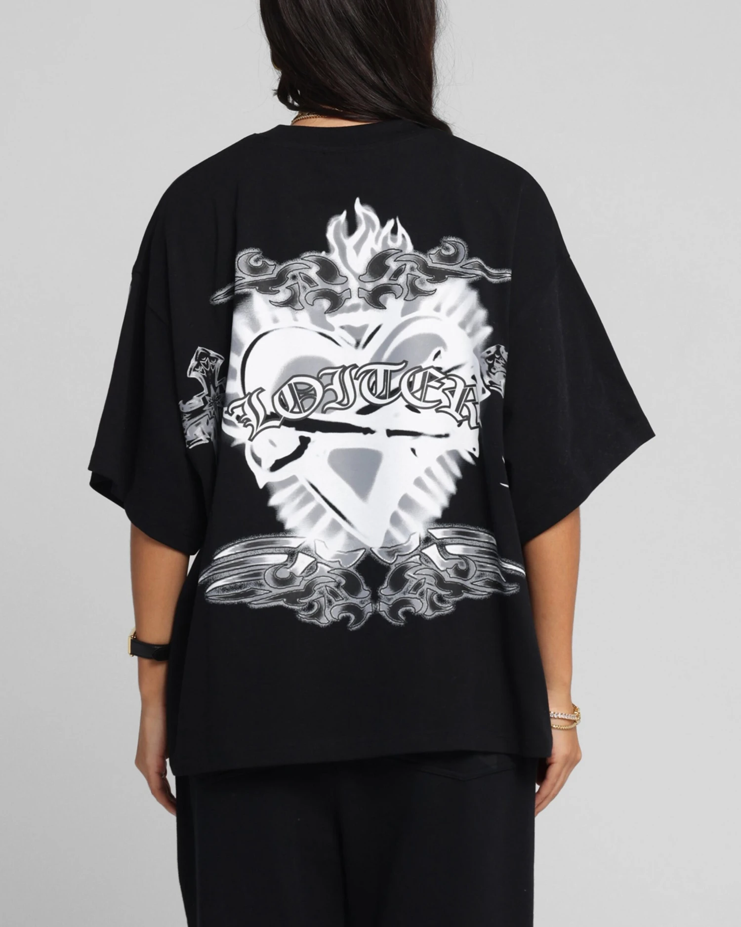 Loiter Hearts T-Shirt Black 4 Loiter Hearts T-Shirt Black - Image 2