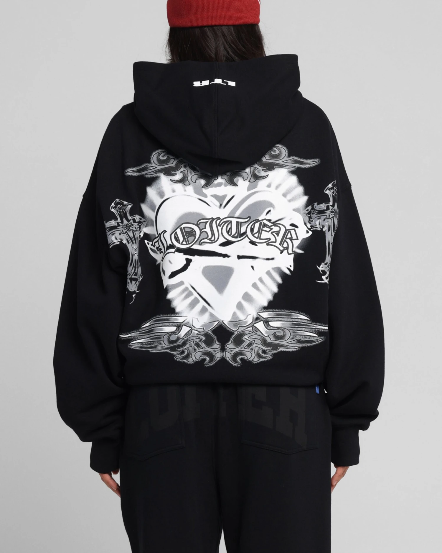 Loiter Hearts Zip Hoodie Black 4 Loiter Hearts Zip Hoodie Black - Image 2