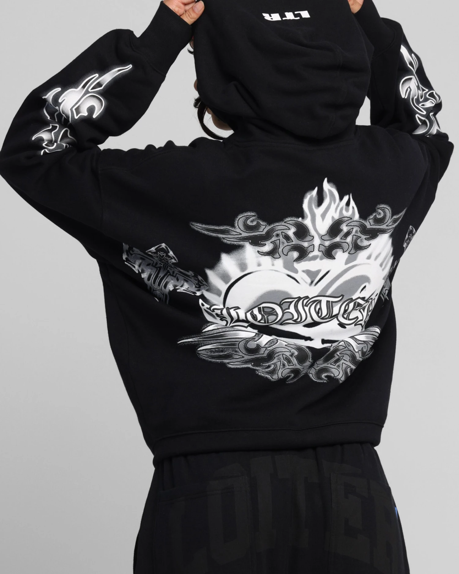 Loiter Hearts Zip Hoodie Black 9 Loiter Hearts Zip Hoodie Black - Image 7