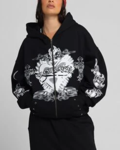 Loiter Hearts Zip Hoodie Black 17 Loiter Hearts Zip Hoodie Black -Culture Kings Shop 02053208 YB001 womens 0080