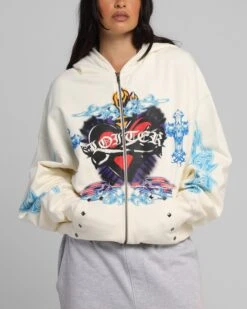 Loiter Hearts Zip Hoodie Off White -Culture Kings Shop 02053208 YO007 womens 0070