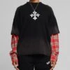 Loiter Layered Flannel T-Shirt Black/Red