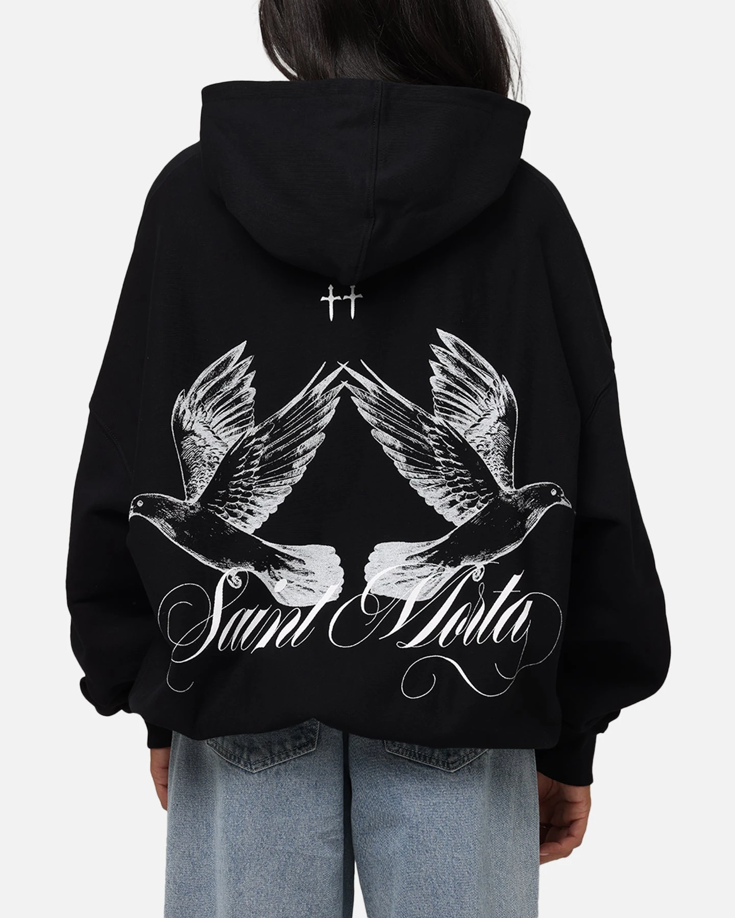 Saint Morta Doves Boxy Hoodie Black 3 Saint Morta Doves Boxy Hoodie Black
