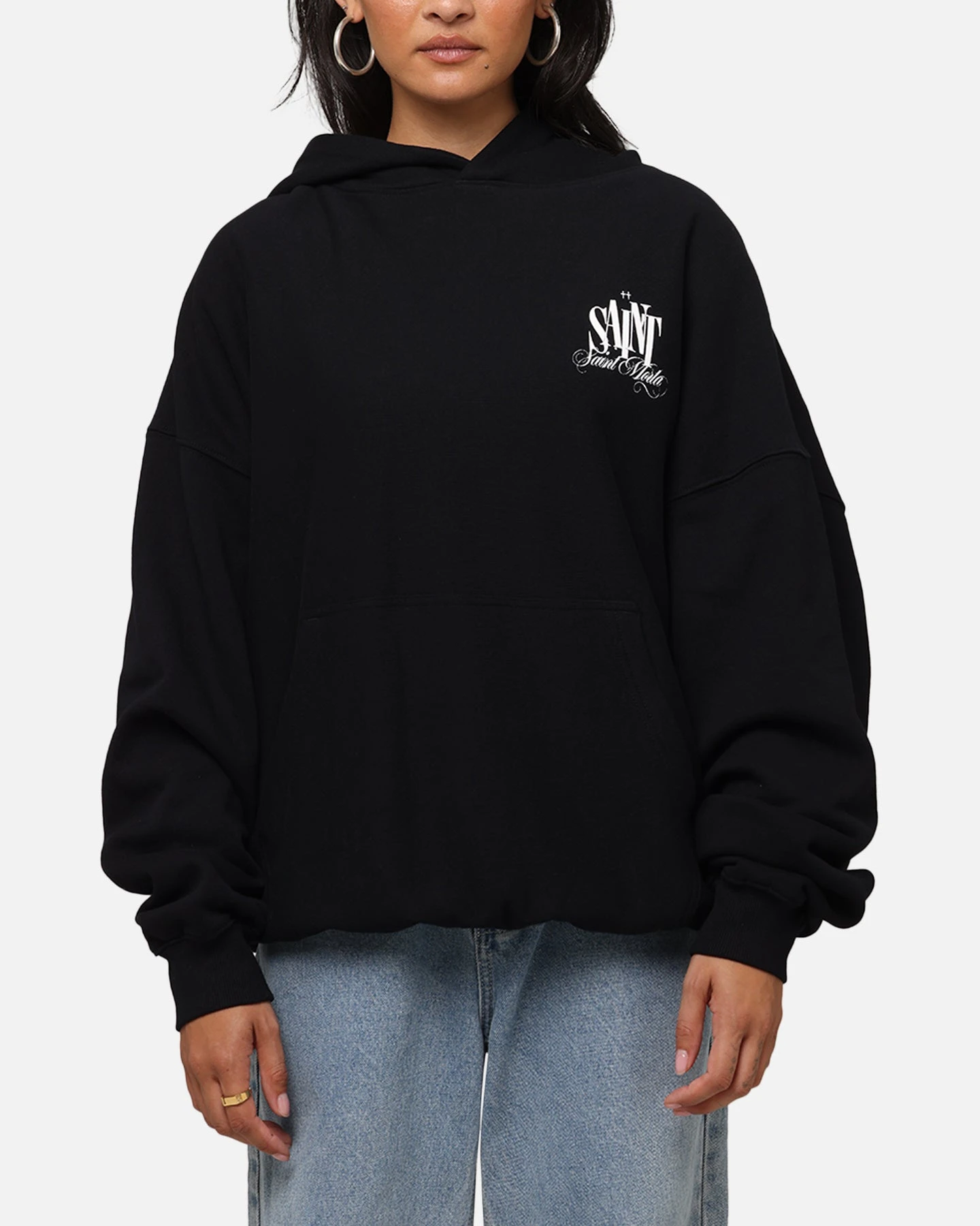 Saint Morta Doves Boxy Hoodie Black 4 Saint Morta Doves Boxy Hoodie Black - Image 2