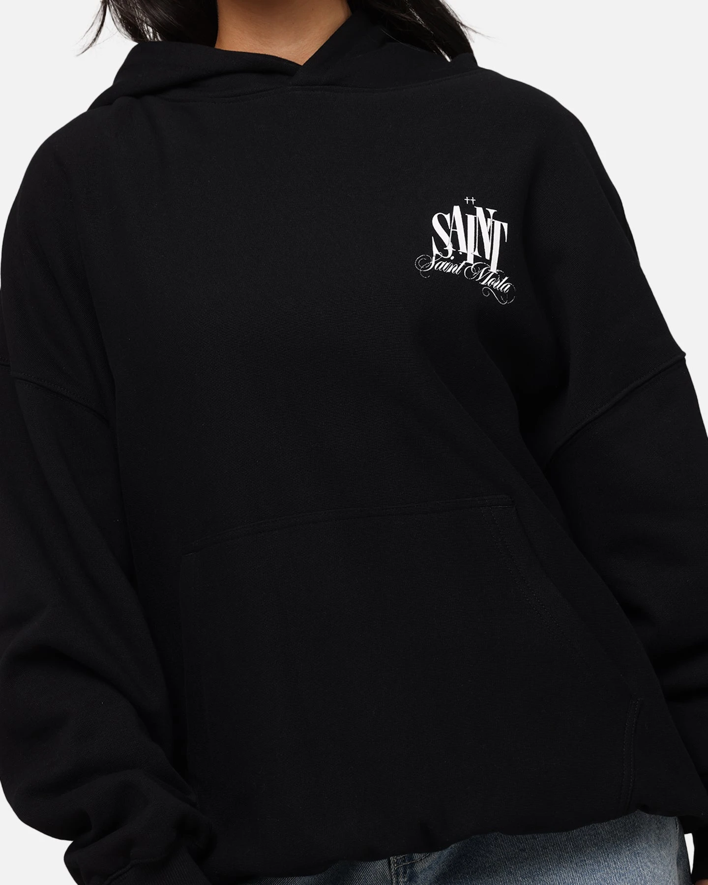 Saint Morta Doves Boxy Hoodie Black 9 Saint Morta Doves Boxy Hoodie Black - Image 7