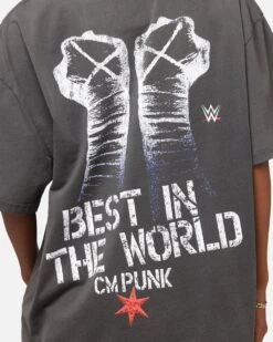 Culture Kings X WWE CM Punk Heavyweight T-Shirt Black Wash -Culture Kings Shop 02053454 YB295 womens 00080
