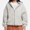 XXIII Boucle Tweed Zip Hoodie Grey Marle