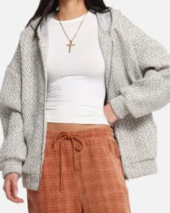 XXIII Boucle Tweed Zip Hoodie Grey Marle -Culture Kings Shop 02053661 YQ163 womens 0060