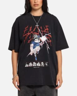73 Studio X Naruto Sasuke Abandon Vintage T-Shirt Black Acidwash