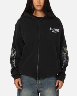 Saint Morta Kingdomcome Boxy Zip Hoodie Black -Culture Kings Shop 02054135 YB001 womens 0020