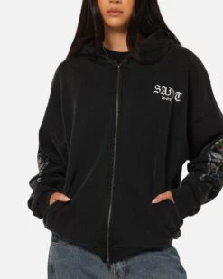 Saint Morta Kingdomcome Boxy Zip Hoodie Black -Culture Kings Shop 02054135 YB001 womens 0080