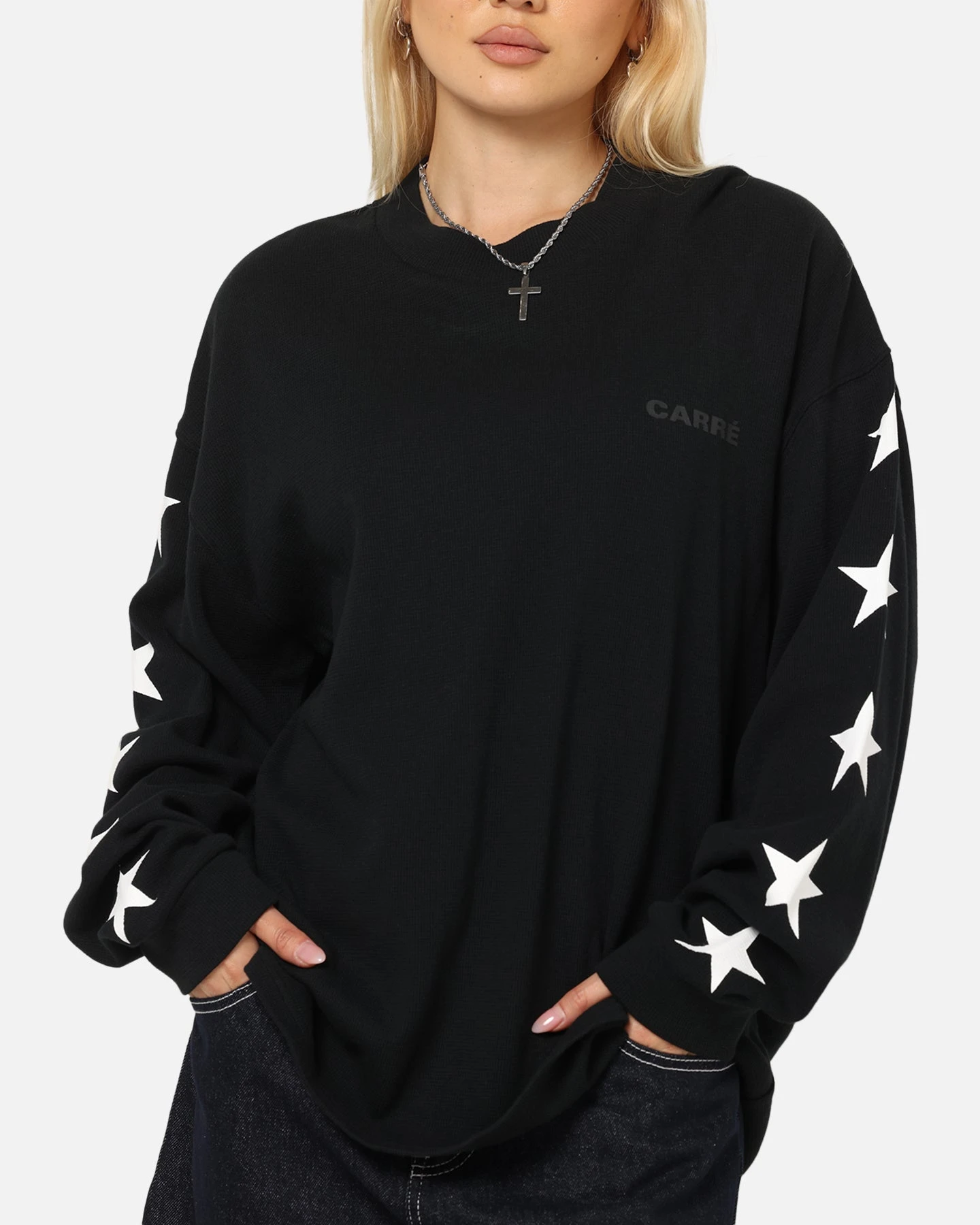 Carre Waffle Workwear Long Sleeve T-Shirt Black 8 Carre Waffle Workwear Long Sleeve T-Shirt Black - Image 6