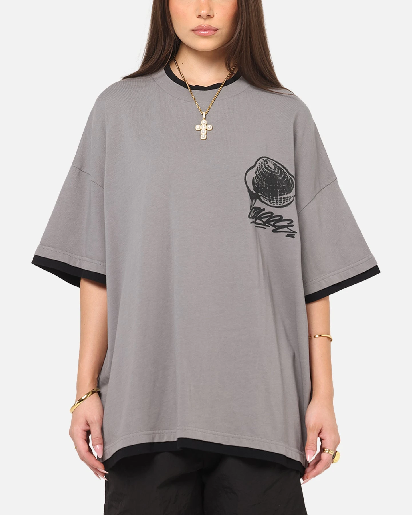 Carre Worldwide Layered T-Shirt Grey/Black 3 Carre Worldwide Layered T-Shirt Grey/Black