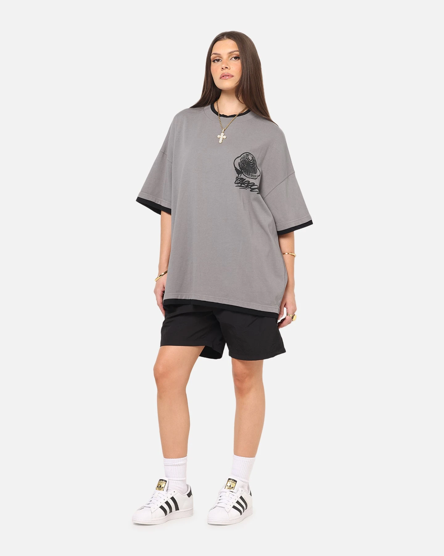 Carre Worldwide Layered T-Shirt Grey/Black 6 Carre Worldwide Layered T-Shirt Grey/Black - Image 4
