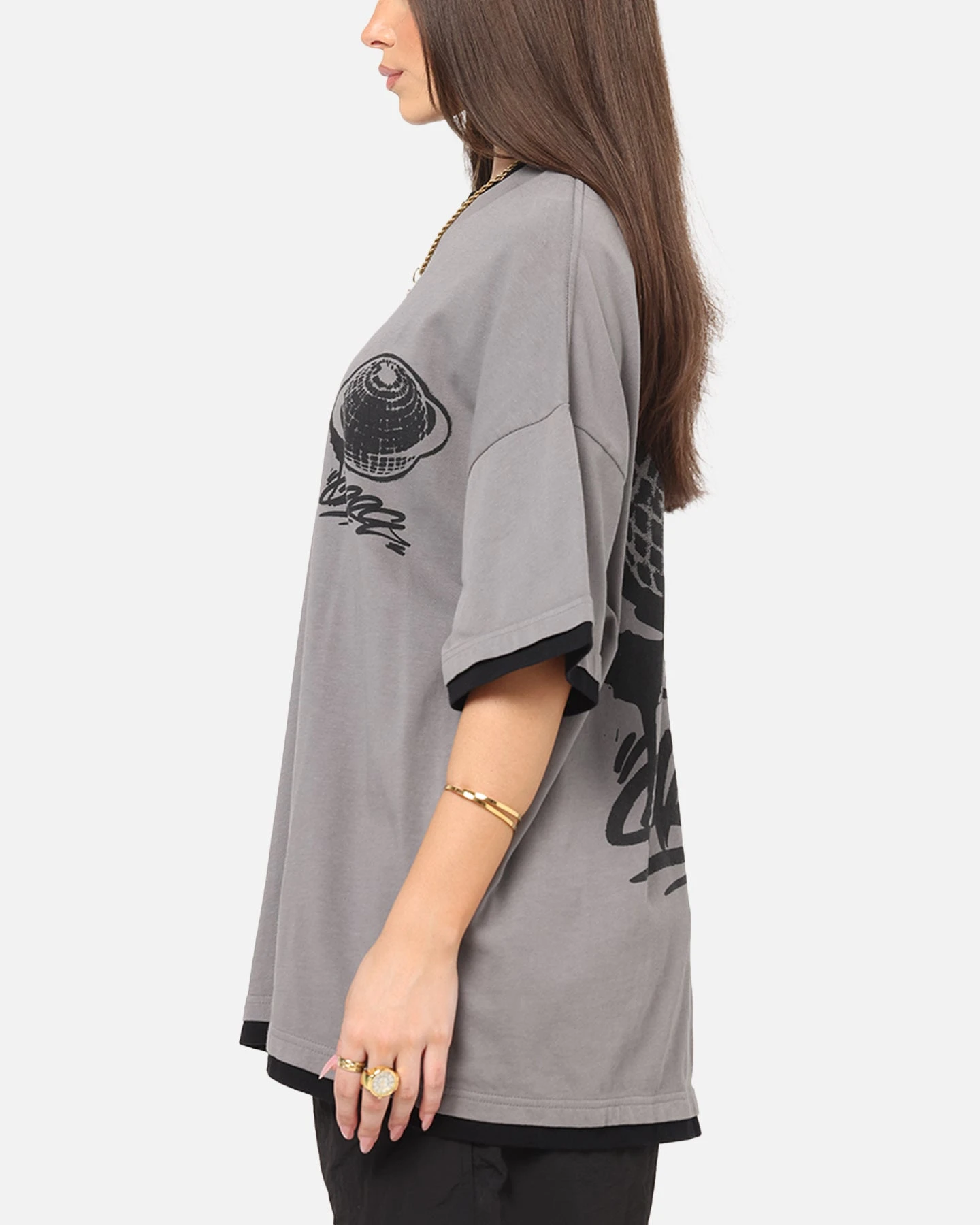 Carre Worldwide Layered T-Shirt Grey/Black 8 Carre Worldwide Layered T-Shirt Grey/Black - Image 6